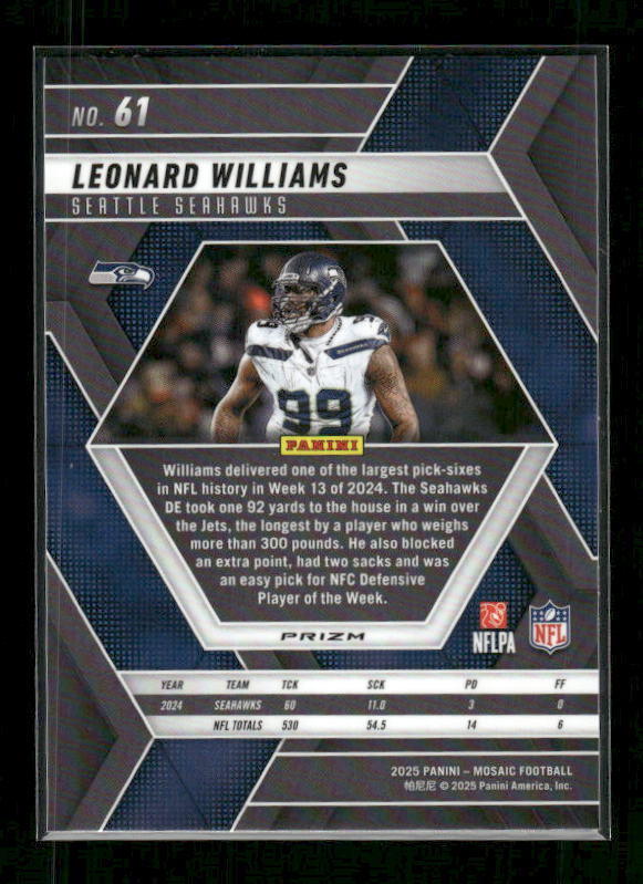 Leonard Williams - 2025 Mosaic Football - Mosaic Prizm