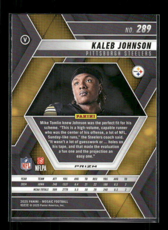 Kaleb Johnson - 2025 Mosaic Football - Green Mosaic - Rookie Variation
