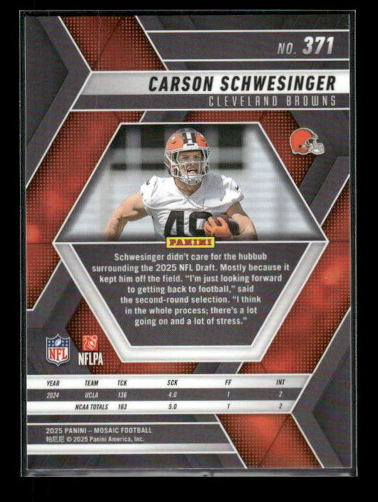 Carson Schwesinger - 2025 Mosaic Football - Rookie
