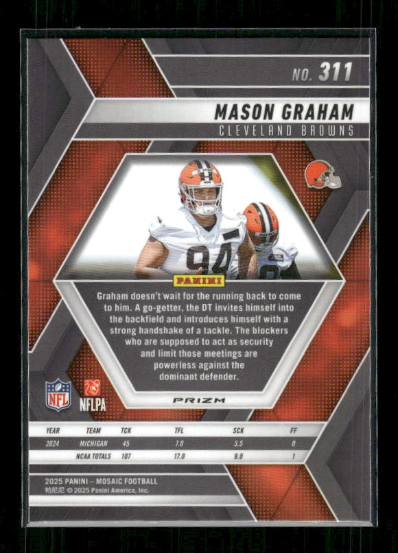 Mason Graham - 2025 Mosaic Football - Green Mosaic - Rookie