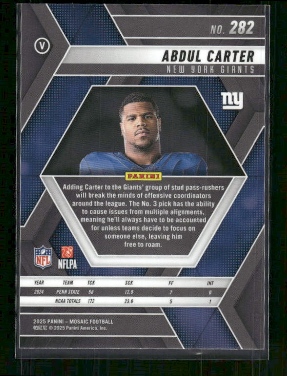 Abdul Carter - 2025 Mosaic Football - Rookie Variation