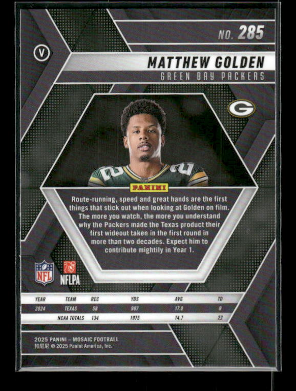 Matthew Golden - 2025 Mosaic Football - Rookie Variation