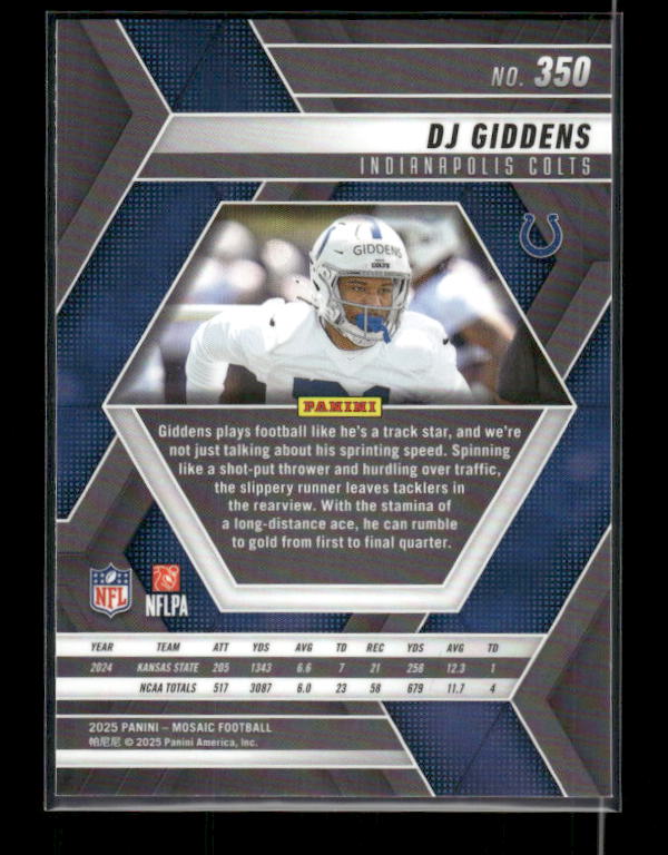 DJ Giddens - 2025 Mosaic Football - Rookie