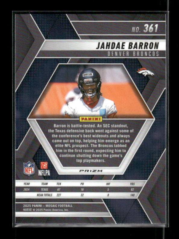 Jahdae Barron - 2025 Mosaic Football - Silver Prizm - Rookie