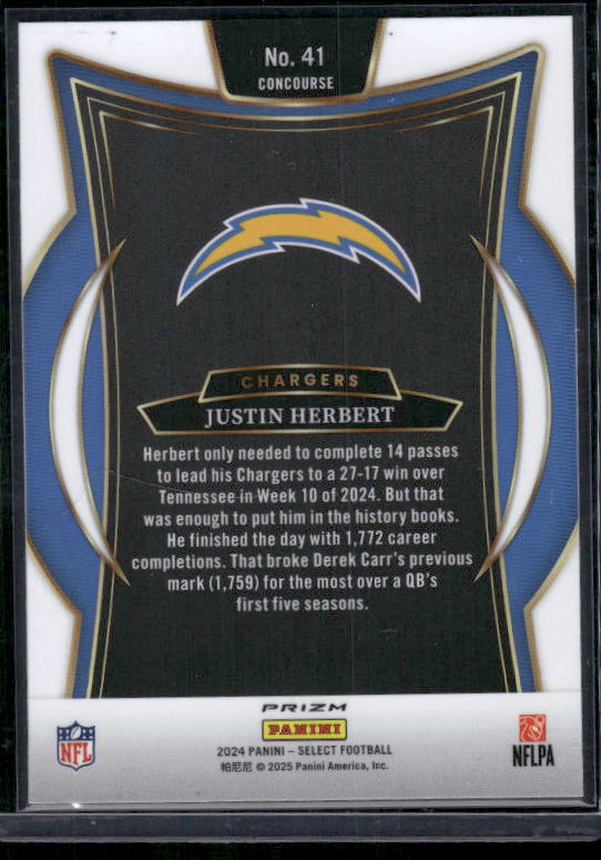 Justin Herbert - 2024 Select Football - Red / Black Shock - Concourse