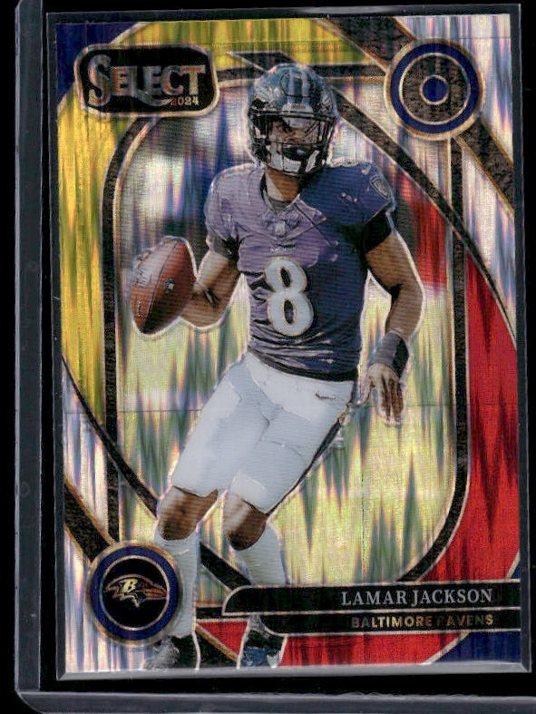 Lamar Jackson - 2024 Select Football - Red / Yellow Shock - Club Level