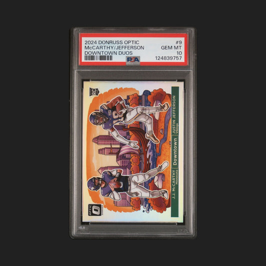 J.J. McCarthy & Justin Jefferson - 2024 Donruss Optic - Downtown Duo - Rookie - PSA 10