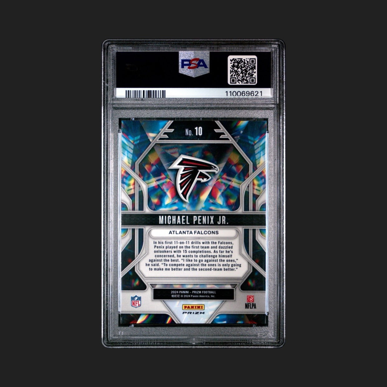 Michael Penix Jr. - 2024 Panini Prizm - Green Prizmatic- Rookie - PSA 10