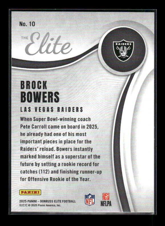 Brock Bowers - 2025 Donruss Elite - The Elite Green