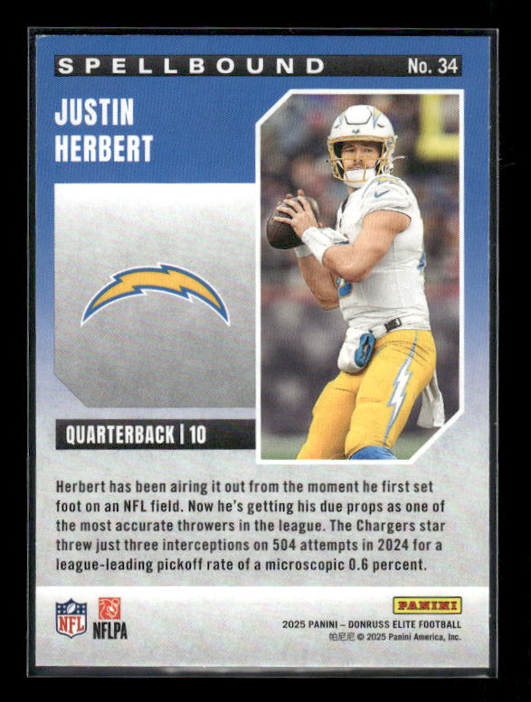 Justin Herbert - 2025 Donruss Elite - Spellbound Green