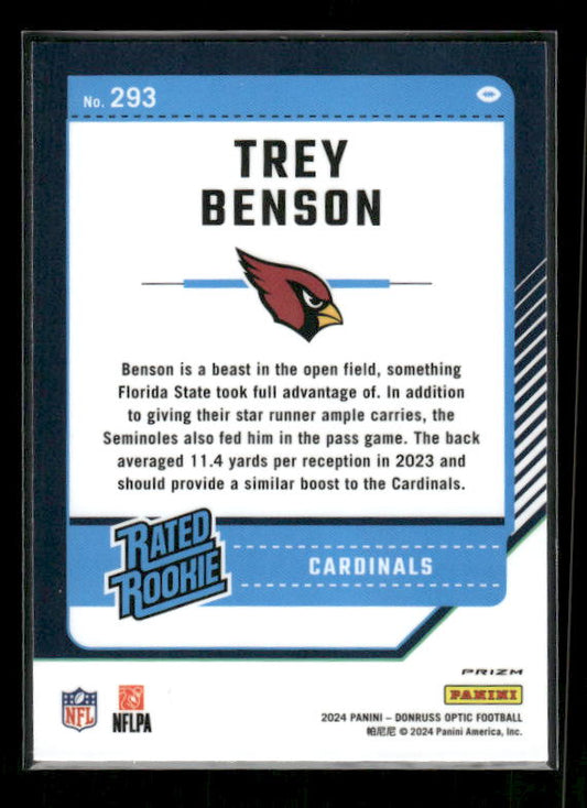 Trey Benson - 2024 Donruss Optic - Green Velocity - Rated Rookie
