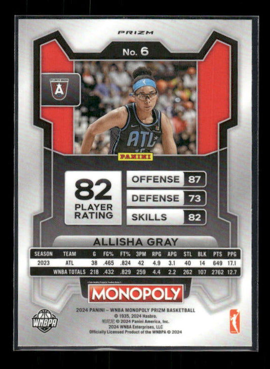 2024 Panini Prizm Monopoly WNBA #6 Allisha Gray Classic Icons Red Prizm