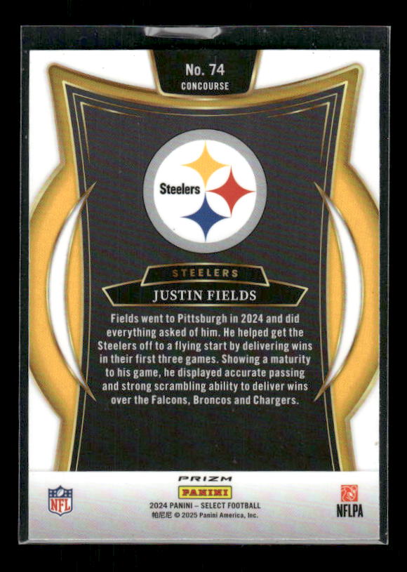 2024 Panini Select #74 Justin Fields Red & Blue Prizm Shock