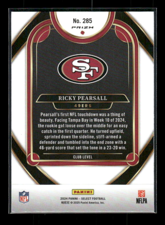 2024 Panini Select #285 Ricky Pearsall Green & Yellow Prizm Shock