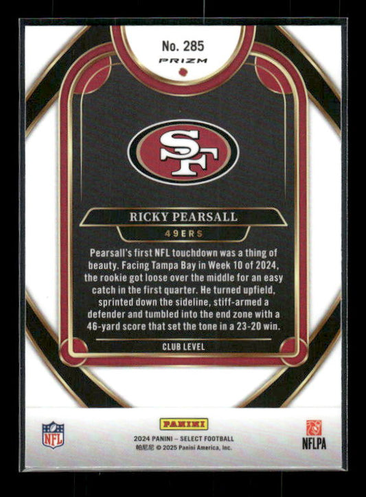 2024 Panini Select #285 Ricky Pearsall Green & Yellow Prizm Shock