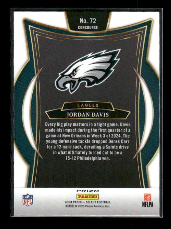2024 Panini Select #72 Jordan Davis Green & Yellow Prizm Shock