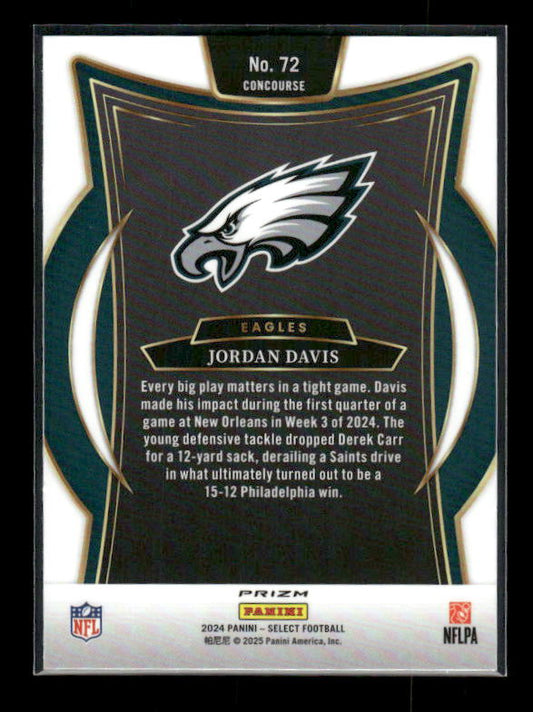 2024 Panini Select #72 Jordan Davis Green & Yellow Prizm Shock