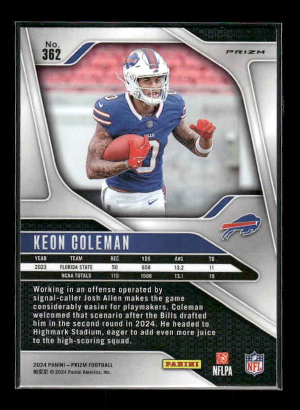 2024 Panini Prizm #362 Keon Coleman Green Wave