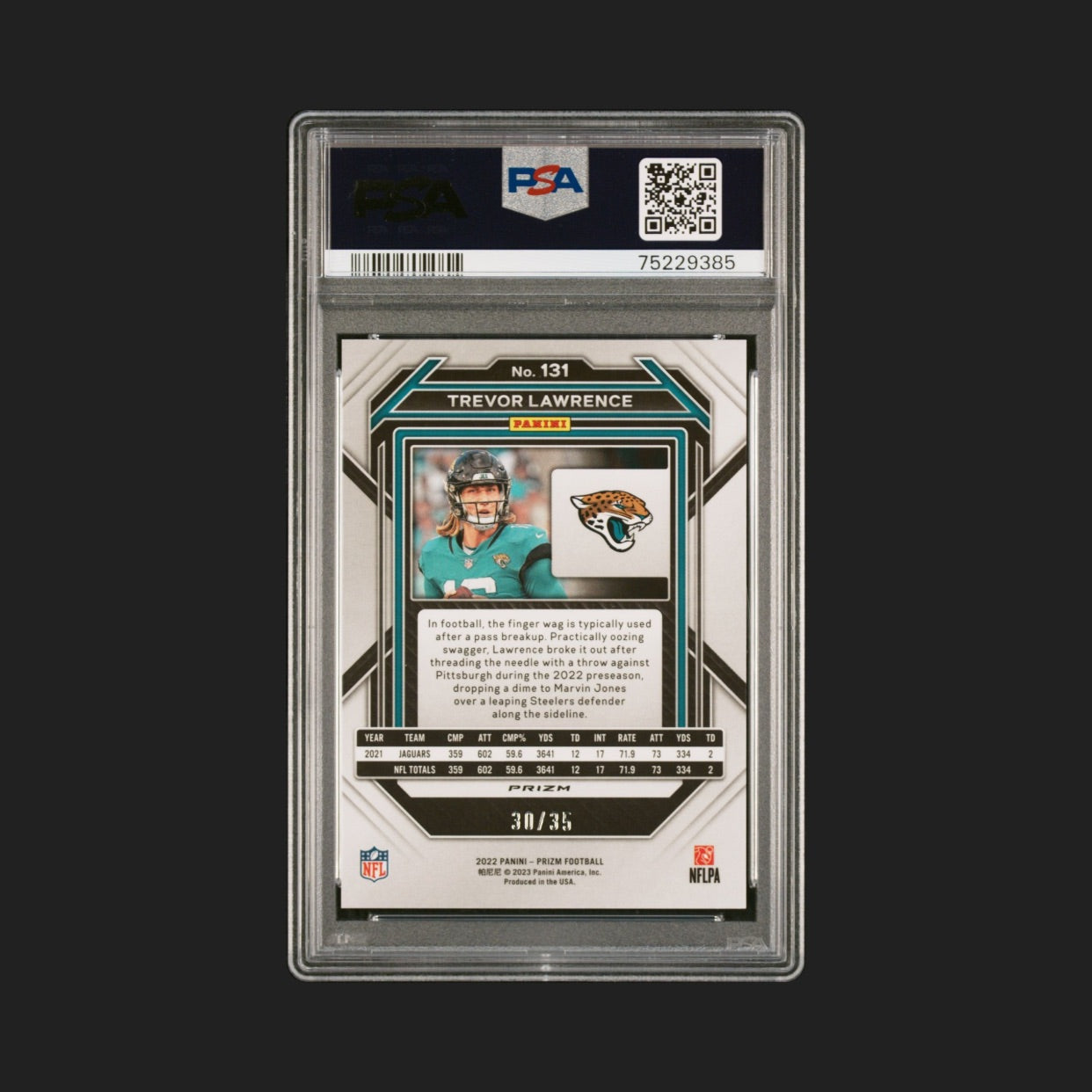 Trevor Lawrence - 2022 Panini Prizm - Red Shimmer /35 - PSA 10
