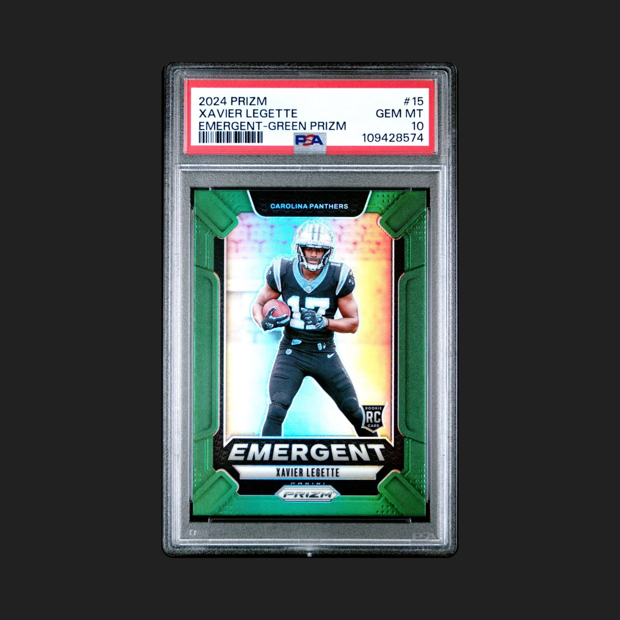 Xavier Legette - 2024 Panini Prizm - Green Emergent - Rookie - PSA 10