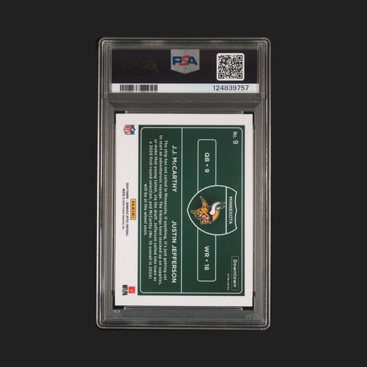 J.J. McCarthy & Justin Jefferson - 2024 Donruss Optic - Downtown Duo - Rookie - PSA 10
