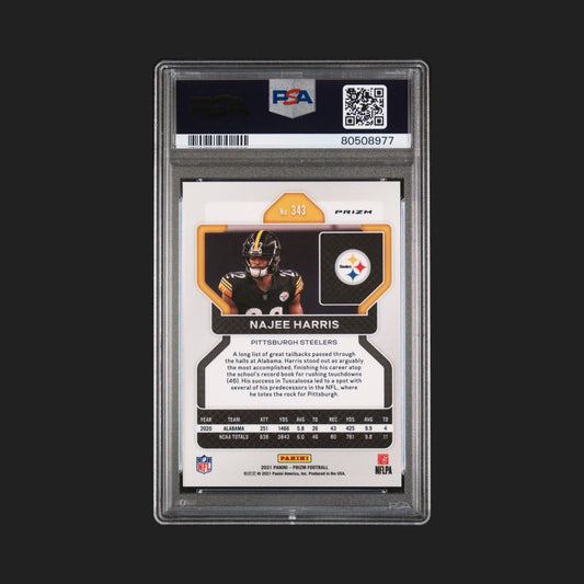 Najee Harris - 2021 Panini Prizm - Purple Pulsar - Rookie - PSA 10