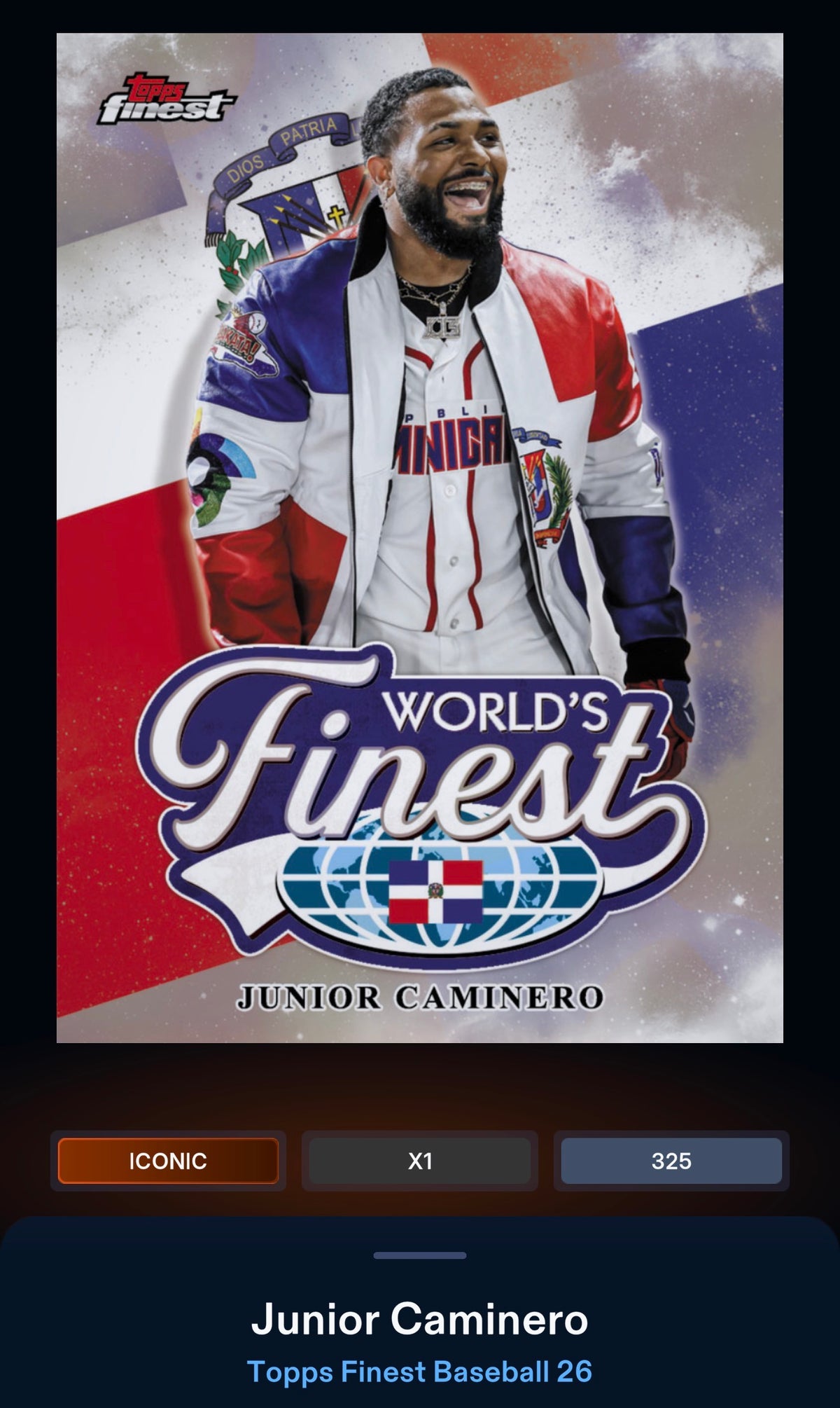 Topps BUNT Digital Card – Junior Caminero – Series 1 - Refractor World's Finest | Iconic