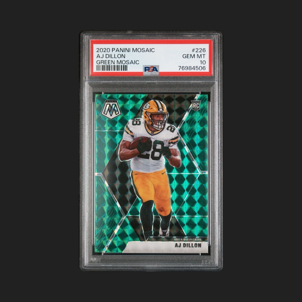 AJ Dillon - 2020 Panini Mosaic - Green Mosaic - Rookie - PSA 10