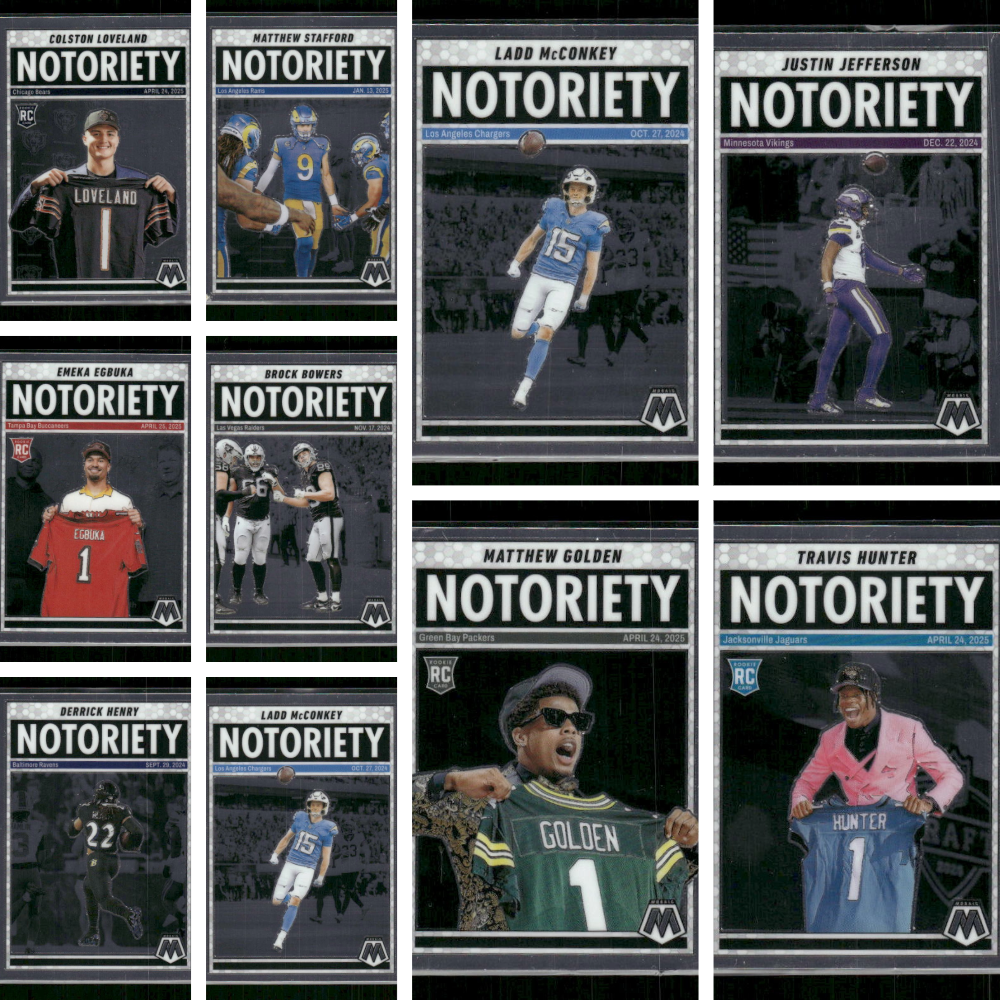Notoriety - 2025 Mosaic Football - 10 Card Lot