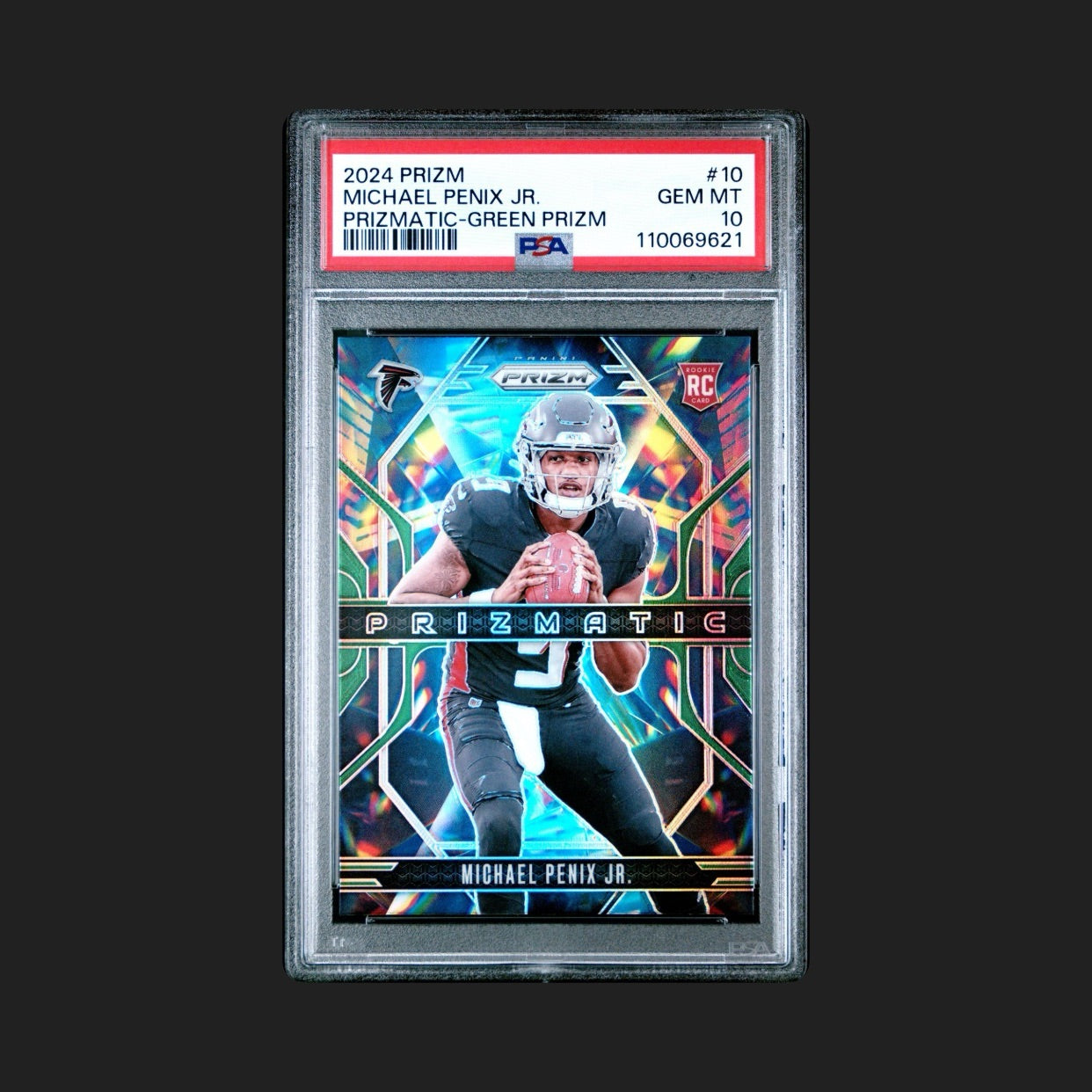 Michael Penix Jr. - 2024 Panini Prizm - Green Prizmatic- Rookie - PSA 10