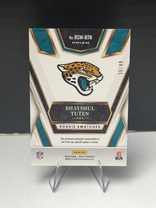 Bhayshul Tuten - 2025 Select Football - Copper Rookie Swatches Patch /49