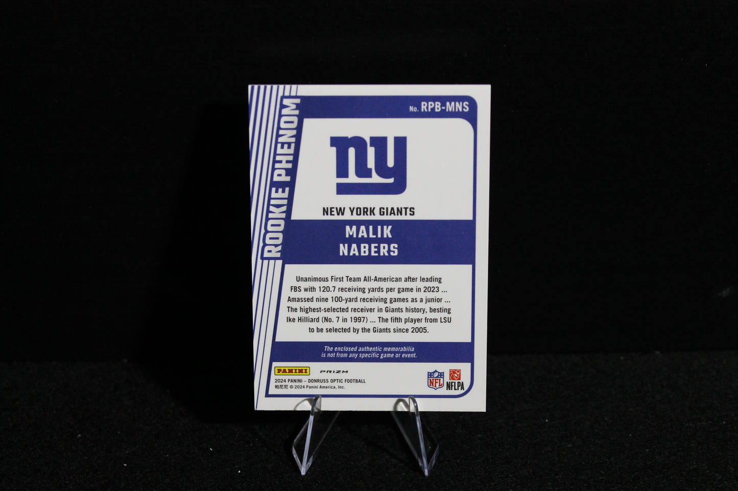 Malik Nabers - 2024 Donruss Optic - Rookie Phenom Patch - Rookie