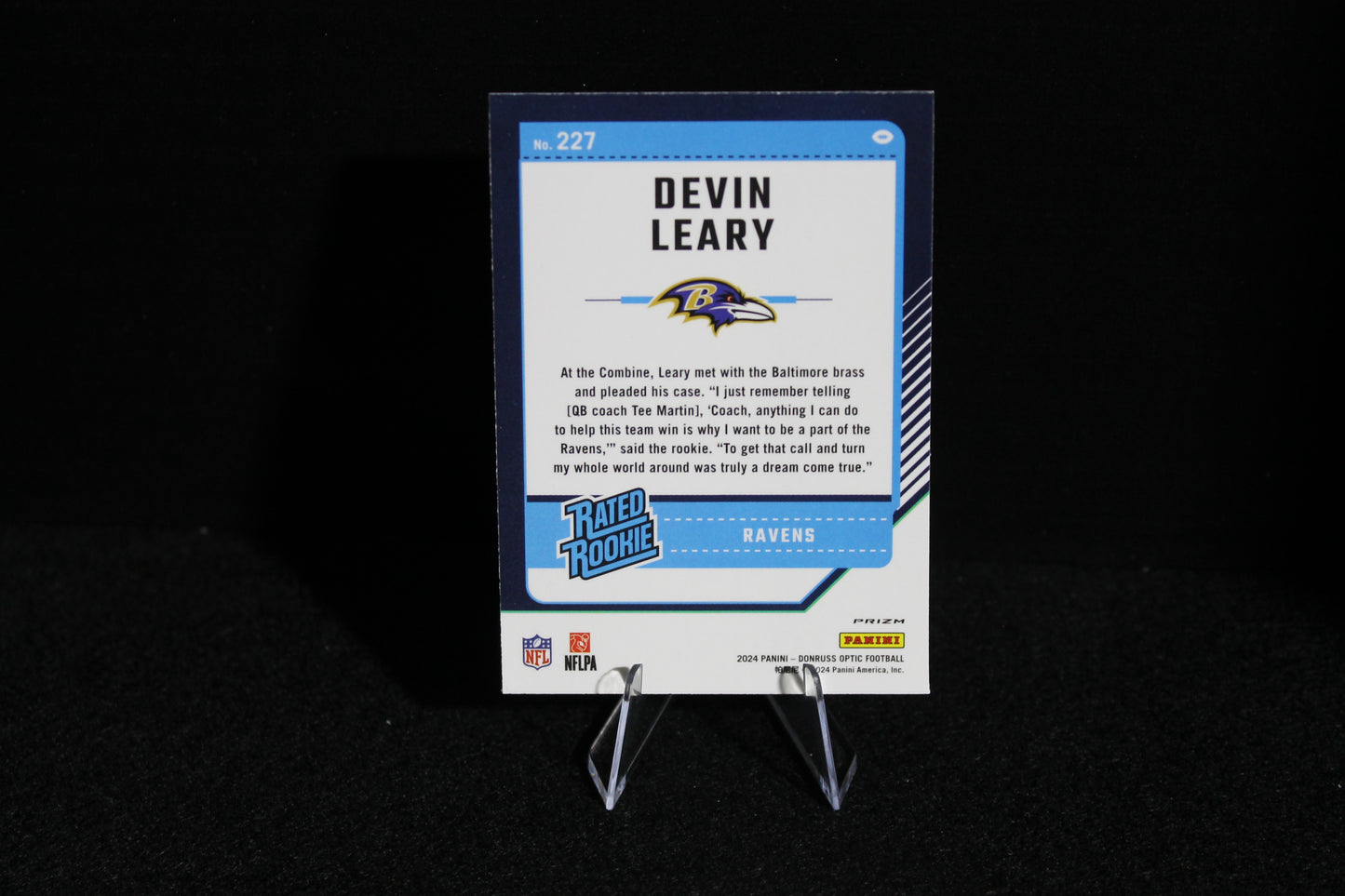 Devin Leary - 2024 Donruss Optic - Blue Hyper - Rated Rookie