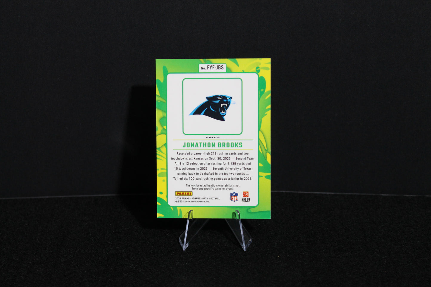 Jonathan Brooks - 2024 Donruss Optic - First Year Fresh Patch - Rookie