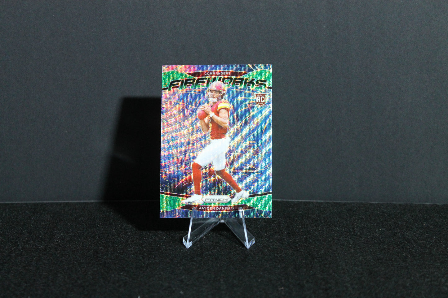 Jayden Daniels - 2024 Panini Prizm - Green Wave Fireworks - Rookie