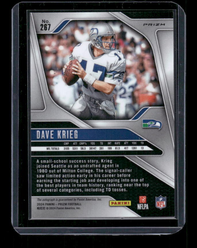Dave Krieg - 2024 Panini Prizm - Silver Prizm - Auto