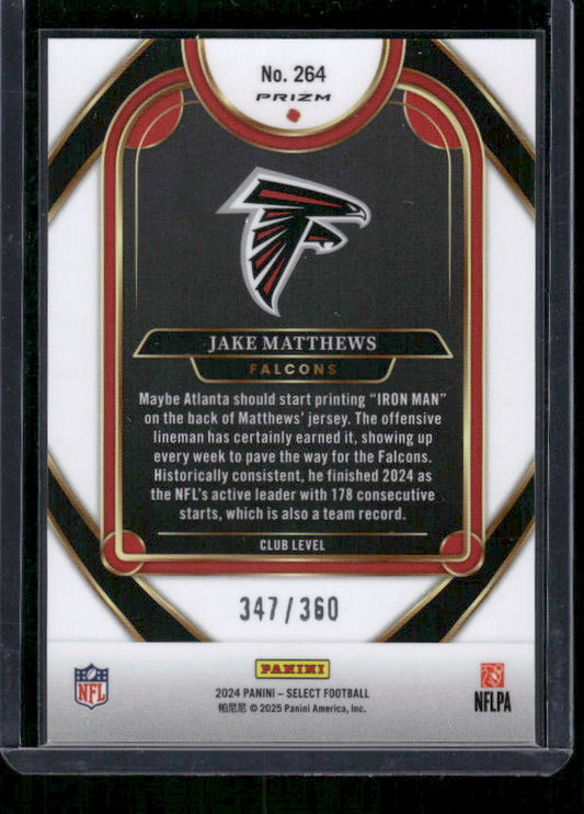 Jake Matthews - 2024 Select Football - Purple Shock /360 - Club Level