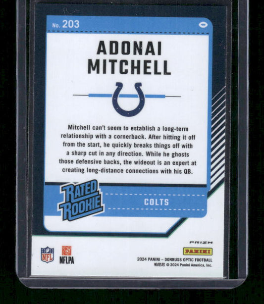 Adonai Mitchell - 2024 Donruss Optic - Green Velocity - Rated Rookie
