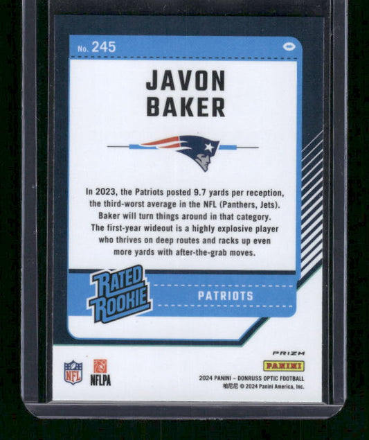 Javon Baker- 2024 Donruss Optic - Green Velocity - Rated Rookie