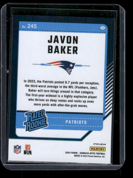 Javon Baker - 2024 Donruss Optic - Green Velocity - Rated Rookie