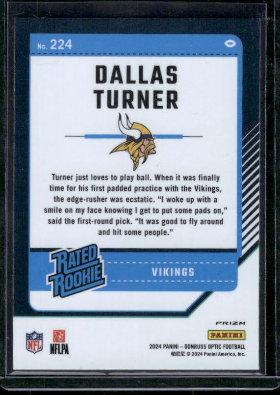 Dallas Turner - 2024 Donruss Optic - Green Velocity - Rated Rookie