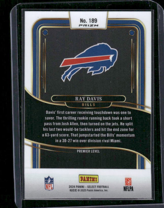 Ray Davis - 2024 Select Football - Red / Black Shock - Premier Level - Rookie