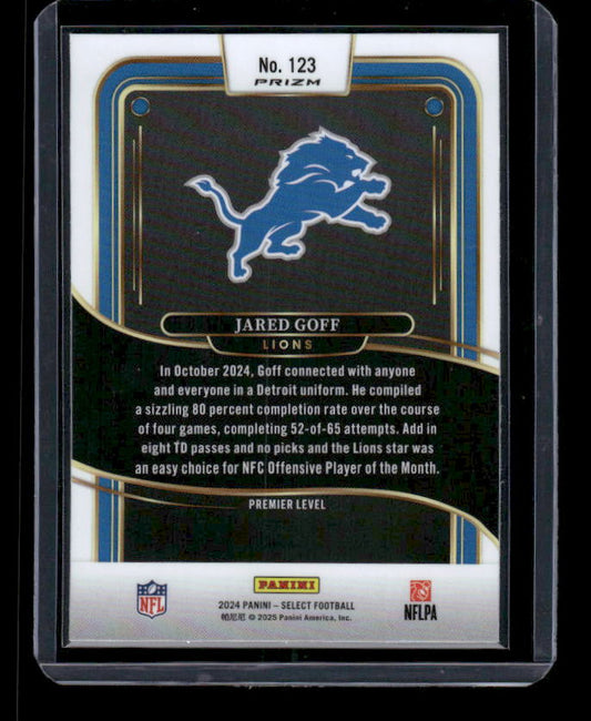 Jared Goff - 2024 Select Football - Red / Black Shock - Premier Level