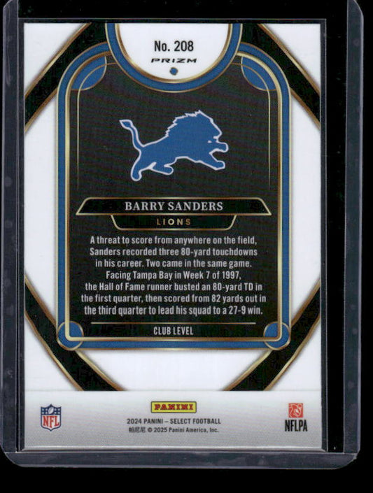 Barry Sanders - 2024 Select Football - Red / Black Shock - Club Level