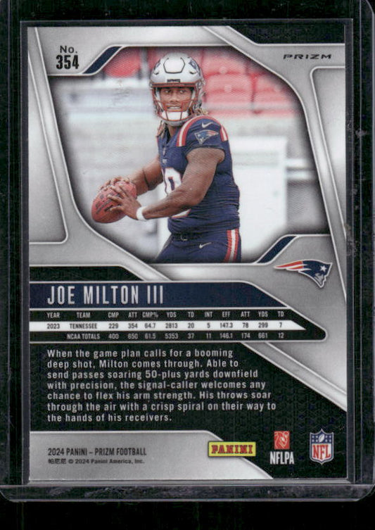 Joe Milton III - 2024 Panini Prizm - Green Wave - Rookie