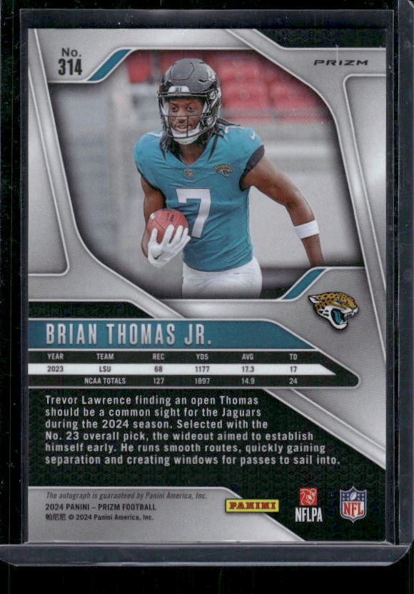 Brian Thomas Jr - 2024 Panini Prizm - Silver Prizm Auto - Rookie