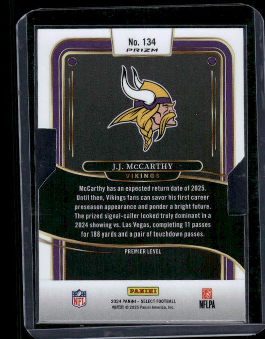 J.J. McCarthy - 2024 Select Football - Silver Die Cut - Premier Level - Rookie