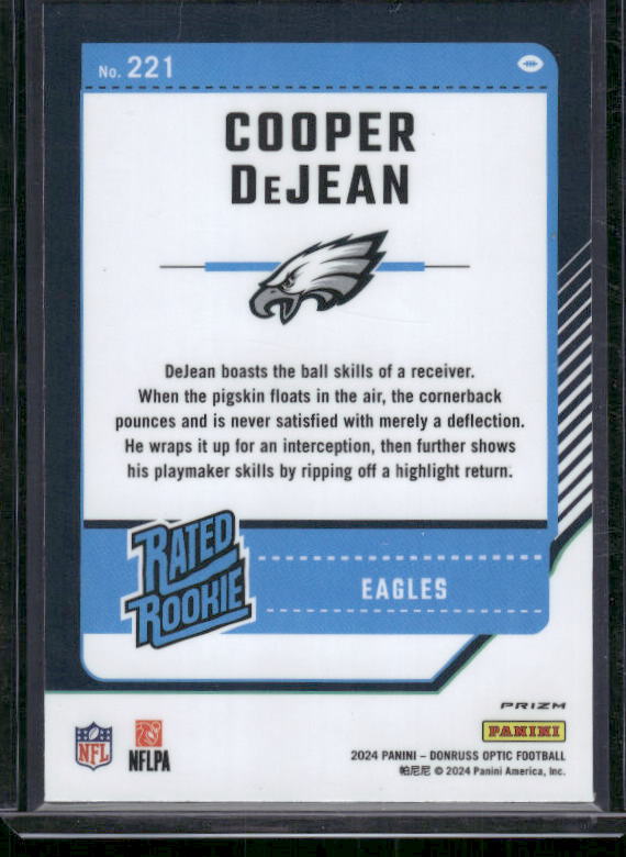 Cooper DeJean - 2024 Donruss Optic - Purple Shock - Rated Rookie