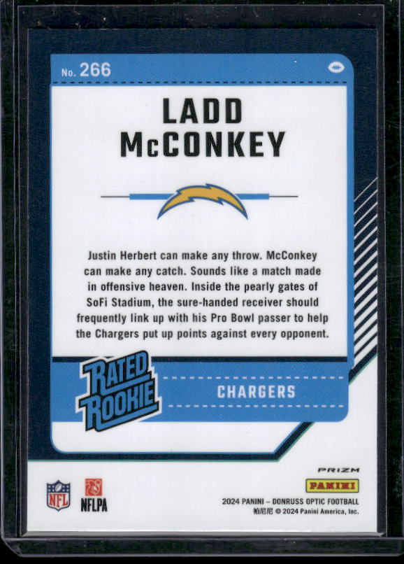 Ladd McConkey - 2024 Donruss Optic - Blue Hyper - Rated Rookie