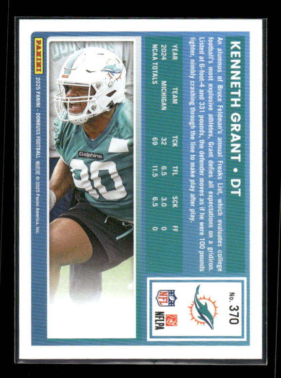 Kenneth Grant - 2025 Donruss Football - Rated Rookie